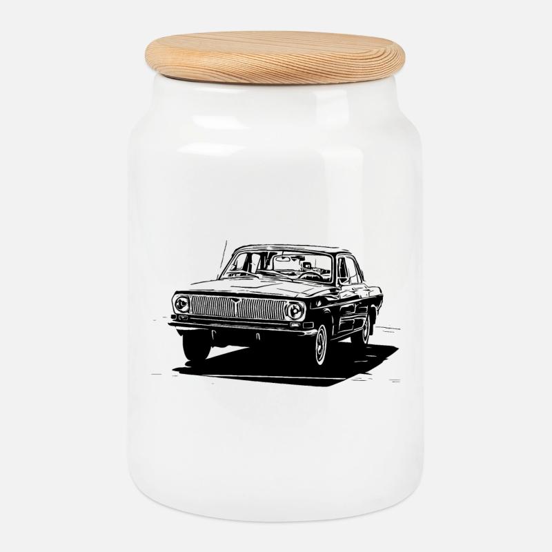GAZ-24 Wolga - Keksdose mit Holzdeckel - Weiß