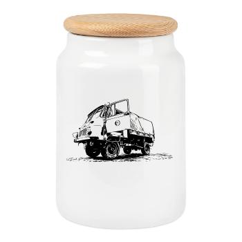 Robur LO 2002 A - Cookie Jar with Wooden Lid - white - Front