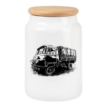 Robur LO 2002 A - Keksdose mit Holzdeckel - Weiß - Vorne