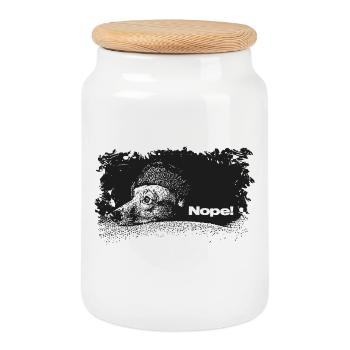 Non, pas aujourd’hui - Boîte à biscuits avec couvercle en bois - blanc - Devant