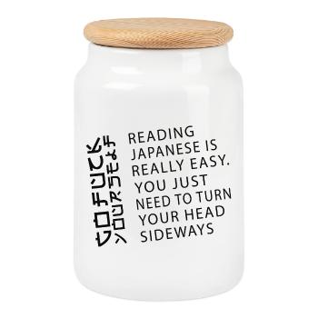 Japan Japanisch go fuck yourself - Keksdose mit Holzdeckel - Weiß - Vorne