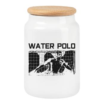 Water Polo - Cookie Jar with Wooden Lid - white - Front