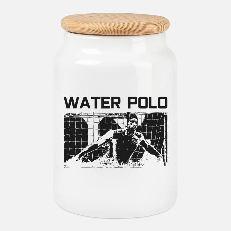 Water Polo - Keksdose mit Holzdeckel - Weiß