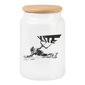 Kitegirl Kiten Kite black - Cookie Jar with Wooden Lid - white - Front