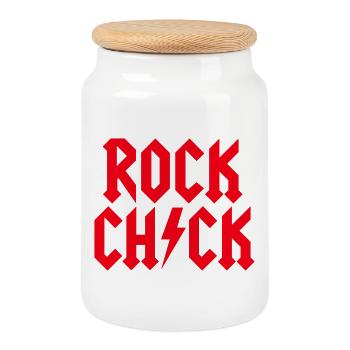 Rock Chick Hard Rock Rock Musik Mädchen Heavy Metal - Keksdose mit Holzdeckel - Weiß - Vorne