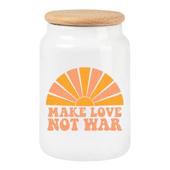 Message de Paix et d’Amour Solaire - Boîte à biscuits avec couvercle en bois - blanc - Devant
