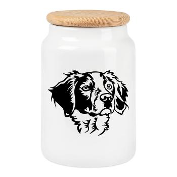 Epagneul Breton Head - Cookie Jar with Wooden Lid - white - Front