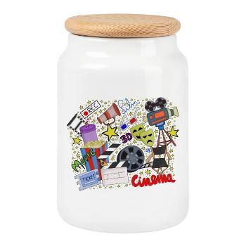 Movie Universe for Cinephiles - Cookie Jar with Wooden Lid - white - Front