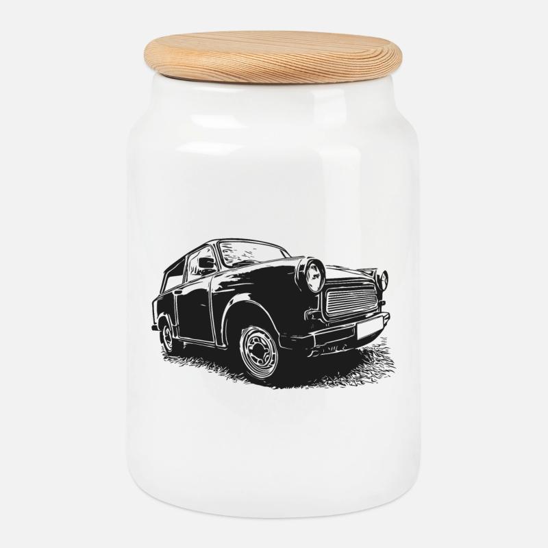 Trabant - Trabbi - Keksdose mit Holzdeckel - Weiß