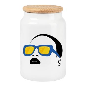 Strand und Sonnenbrille Design - Keksdose mit Holzdeckel - Weiß - Vorne
