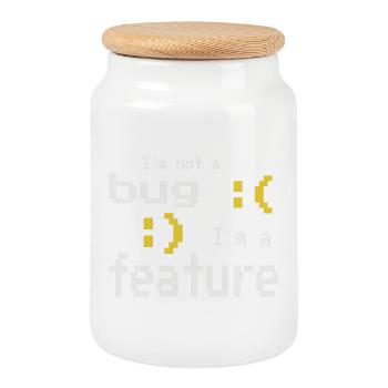 I'm not a bug - I'm a feature! - Cookie Jar with Wooden Lid - white - Front