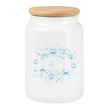 Web3 (en anglais) - Boîte à biscuits avec couvercle en bois - blanc - Devant