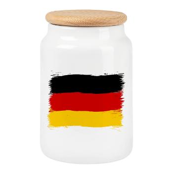 Deutschland Farben schwarz rot gold - Keksdose mit Holzdeckel - Weiß - Vorne