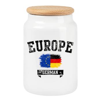 EU Deutschland Flagge Pinselmischung - Keksdose mit Holzdeckel - Weiß - Vorne