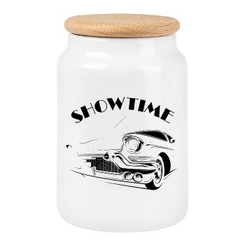Icône Showtime American Muscle Cars V8 - Boîte à biscuits avec couvercle en bois - blanc - Devant