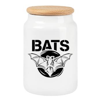 Bats Symbol Logo Fledermaus Illustration Grafik - Keksdose mit Holzdeckel - Weiß - Vorne