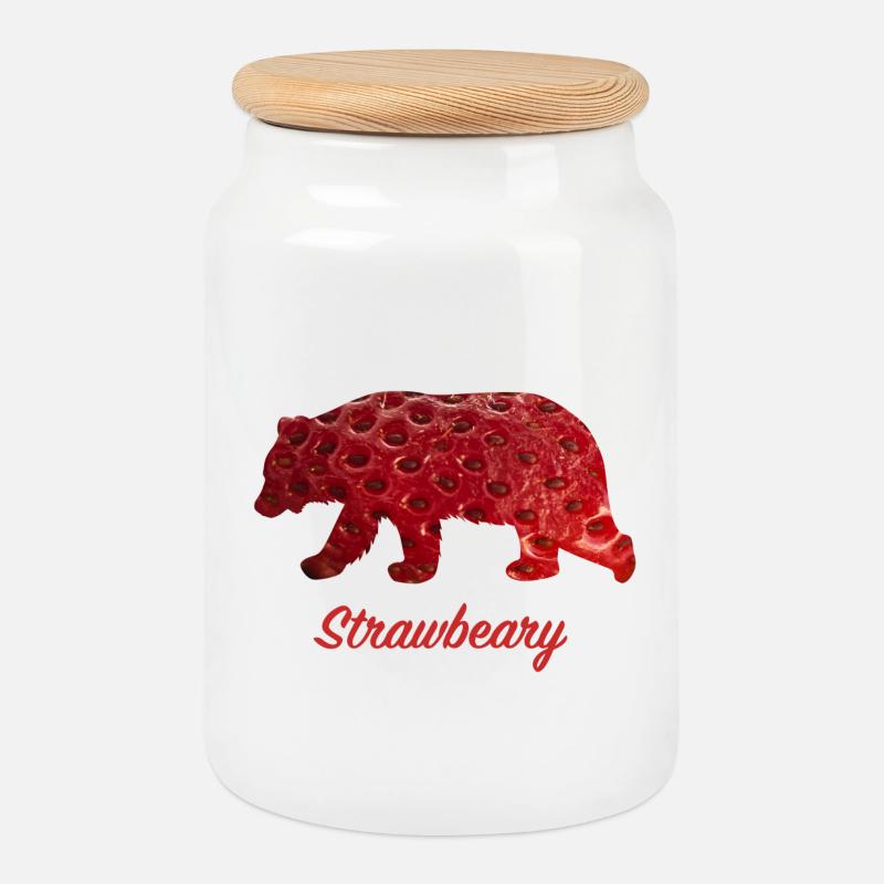 Strawbeary - Keksdose mit Holzdeckel - Weiß