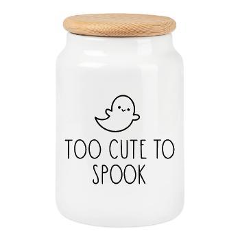 Too Cute To Spook - Cookie Jar with Wooden Lid - white - Front