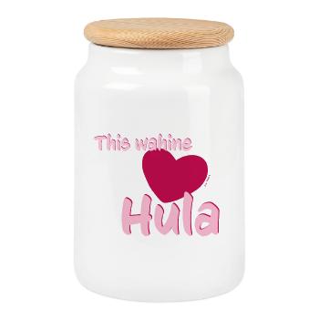 Wahine loves Hula - Cookie Jar with Wooden Lid - white - Front