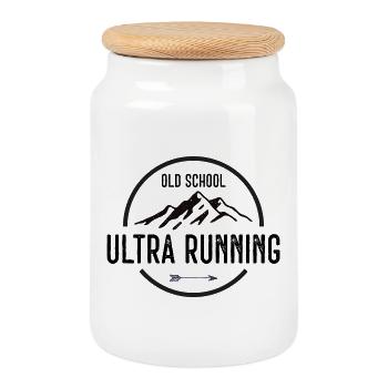 Old School Ultra Running - Boîte à biscuits avec couvercle en bois - blanc - Devant