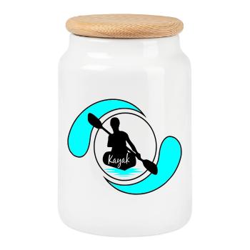 Kayak - Cookie Jar with Wooden Lid - white - Front