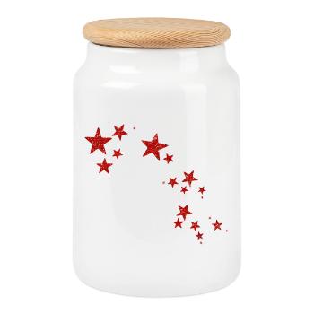 NEW Stars, Stars, And More Stars! (Red) - Cookie Jar with Wooden Lid - white - Front