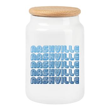 Nashville Tennessee Typography - Cookie Jar with Wooden Lid - white - Front