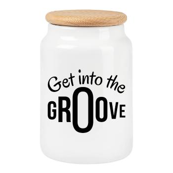 groove, get into the groove, groover - Boîte à biscuits avec couvercle en bois - blanc - Devant