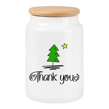 Thank you for Christmas - Cookie Jar with Wooden Lid - white - Front