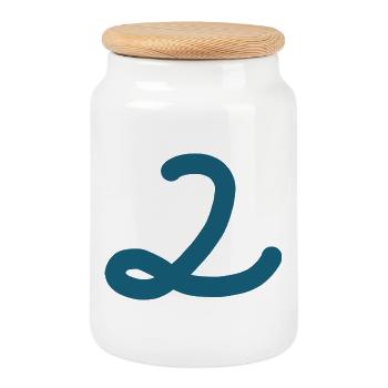 2 Numéro deux - Boîte à biscuits avec couvercle en bois - blanc - Devant