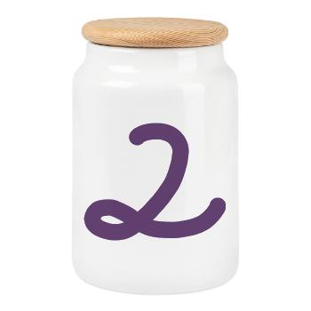 2 Numéro deux numéro violet - Boîte à biscuits avec couvercle en bois - blanc - Devant