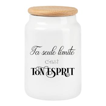 ta seule limite c'est ton... - Boîte à biscuits avec couvercle en bois - blanc - Devant