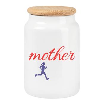 Tough Mother Runner - Cookie Jar with Wooden Lid - white - Front