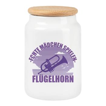 Flügelhorn Musikerin Instrument Mädchen Geschenk - Keksdose mit Holzdeckel - Weiß - Vorne