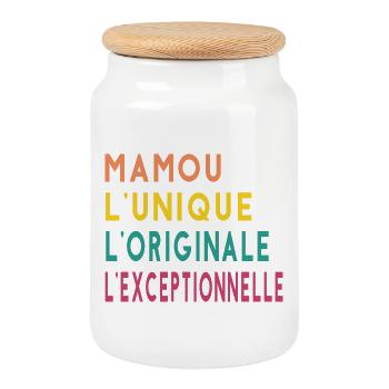 mamou l'unique l'originale l'exceptionnelle - Boîte à biscuits avec couvercle en bois - blanc - Devant