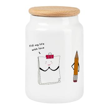 Fill my life with love - Cookie Jar with Wooden Lid - white - Front