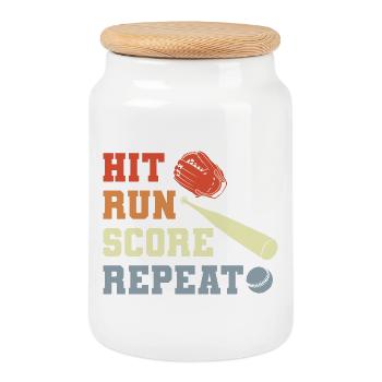 Baseball Spruch - Keksdose mit Holzdeckel - Weiß - Vorne