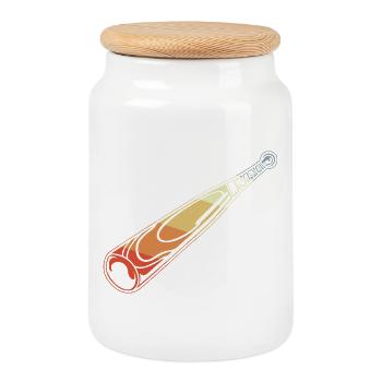 Vintage Baseballschläger - Keksdose mit Holzdeckel - Weiß - Vorne
