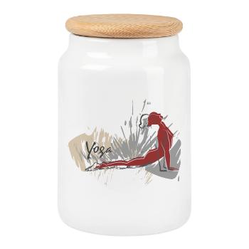 Yoga style for you and your best friend - Cookie Jar with Wooden Lid - white - Front