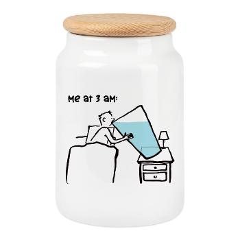 Moi à trois heures du soir! - Boîte à biscuits avec couvercle en bois - blanc - Devant