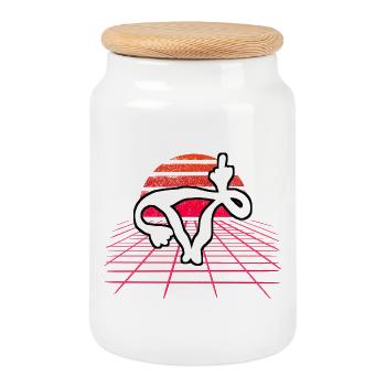 Fuck You Uterus - Uterus Retro Wave Sunset - Boîte à biscuits avec couvercle en bois - blanc - Devant
