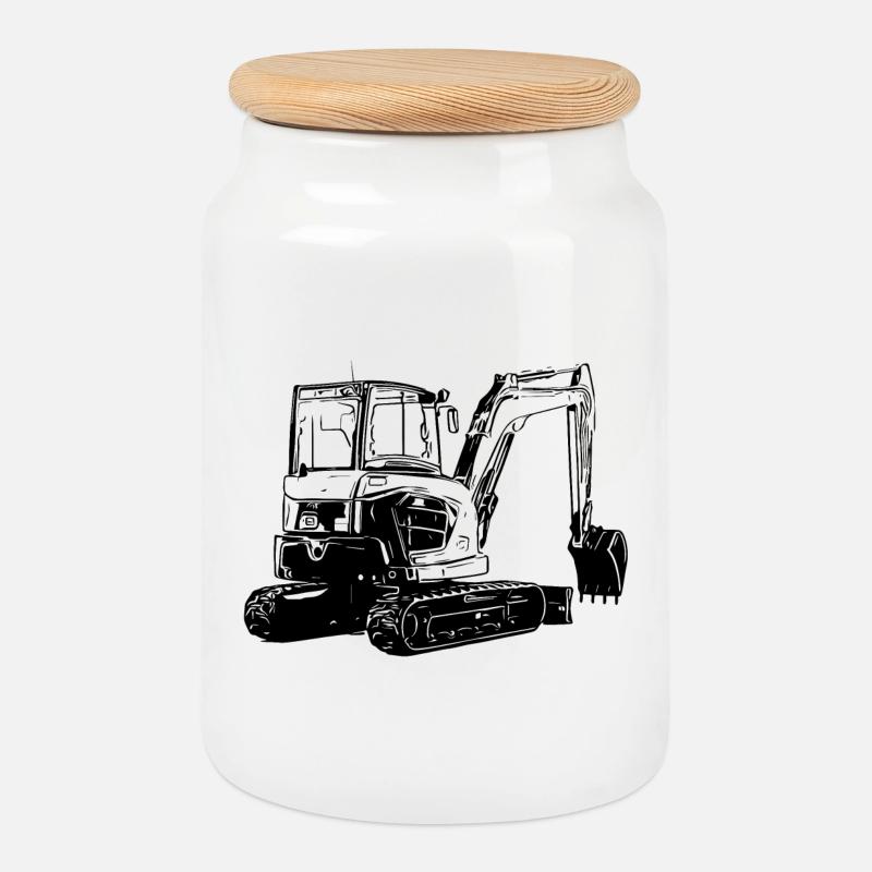 Kleiner Bagger - Keksdose mit Holzdeckel - Weiß