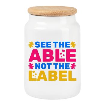 See The Able Not The Label - Cookie Jar with Wooden Lid - white - Front