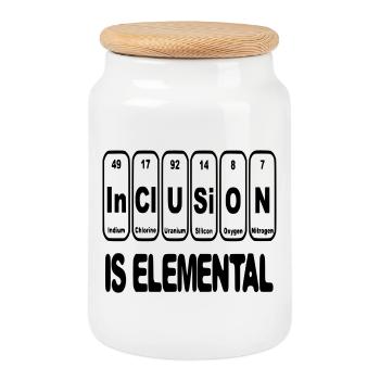 L’inclusion est élémentaire, cruciale, essentielle # - Boîte à biscuits avec couvercle en bois - blanc - Devant