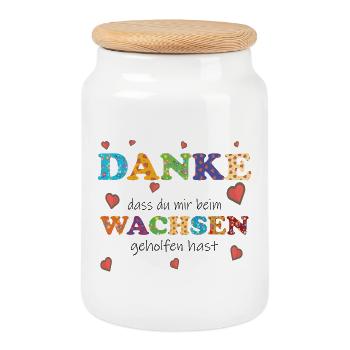 Kita Kindergarten Tagesmutter - Abschied - Danke ! - Keksdose mit Holzdeckel - Weiß - Vorne
