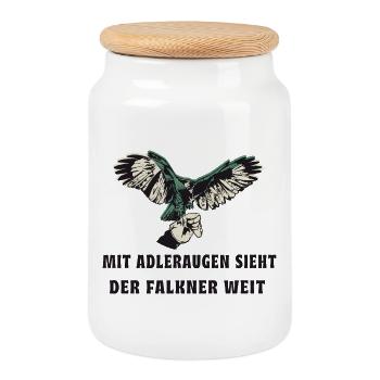 Falknerei Adler Design - Keksdose mit Holzdeckel - Weiß - Vorne