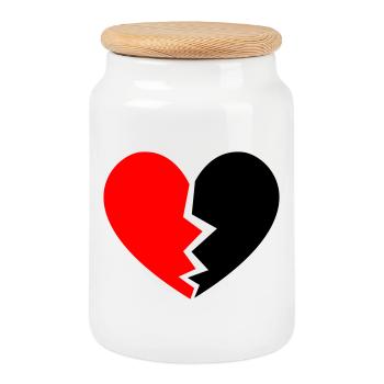 Cœur brisé - Gebrochenes Herz - Boîte à biscuits avec couvercle en bois - blanc - Devant