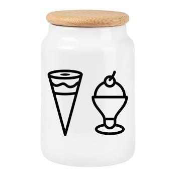 Ich liebe Eis - Keksdose mit Holzdeckel - Weiß - Vorne