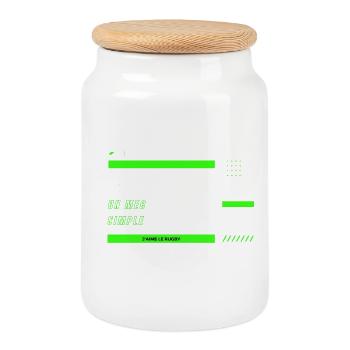 Rugby XV Je suis un mec simple - Boîte à biscuits avec couvercle en bois - blanc - Devant