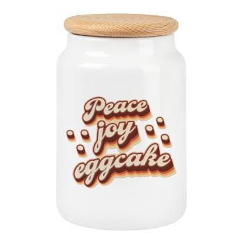 Peace Joy Eggcake - Keksdose mit Holzdeckel - Weiß - Vorne